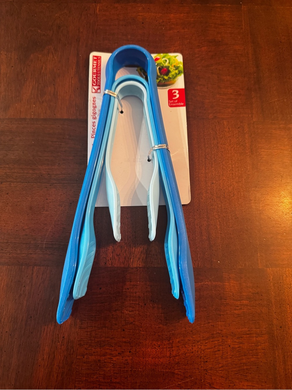 Kitchen Blue Utensil Set of 3 Food Tongs cooking Serving 6" 8" 10"